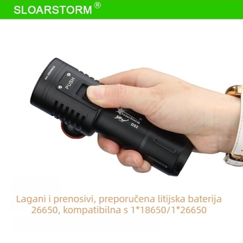 D02 LED svjetlo za dopunjavanje roniocima – Solarstorm, 40W, 4000mAh, punjivo, aluminijska legura, podvodna radna svjetiljka, domet 100–200 m