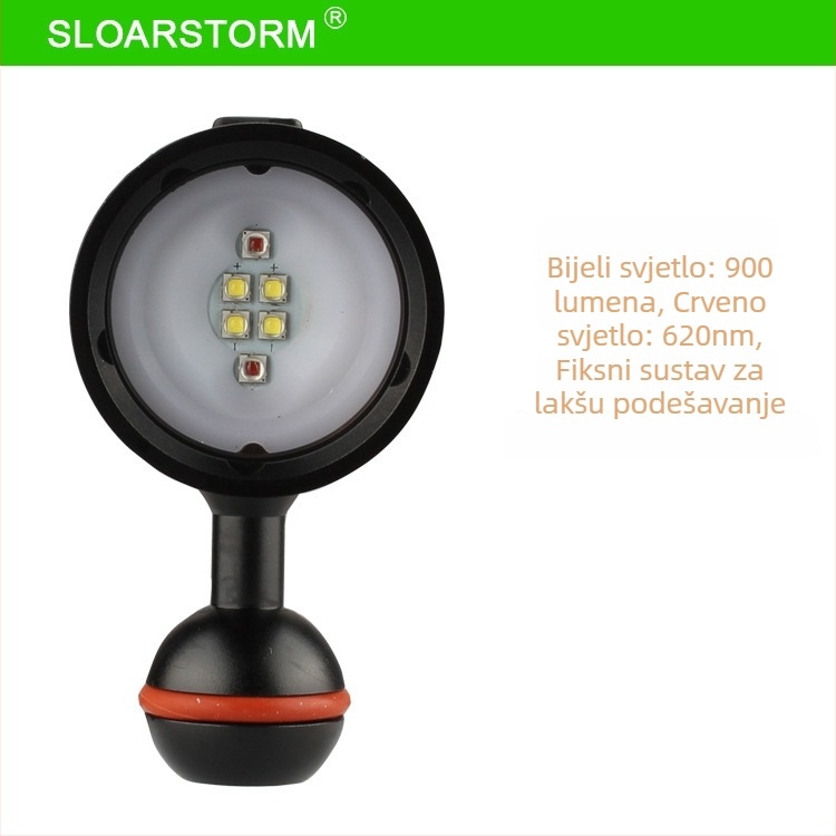 D02 LED svjetlo za dopunjavanje roniocima – Solarstorm, 40W, 4000mAh, punjivo, aluminijska legura, podvodna radna svjetiljka, domet 100–200 m