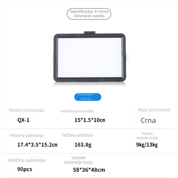 8-inčni LED rasvjeta za prijenos uživo, USB, kvadratni panel i četiri boje filtra