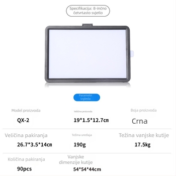 8-inčni LED rasvjeta za prijenos uživo, USB, kvadratni panel i četiri boje filtra