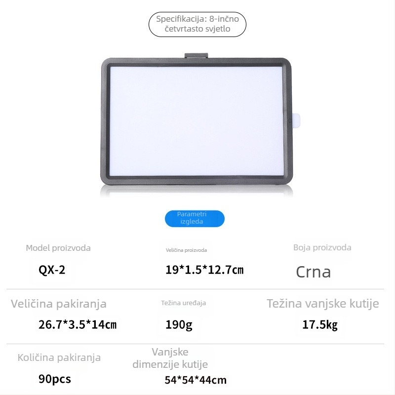 8-inčni LED rasvjeta za prijenos uživo, USB, kvadratni panel i četiri boje filtra