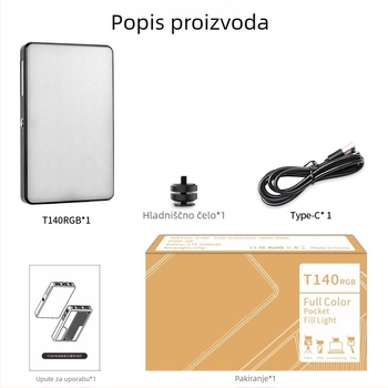 Kockasto RGB džepno svjetlo za mobilni live streaming – LED osvjetljenje 6W, ugrađena baterija 3.7V, za vloganje/selfie/video snimanje