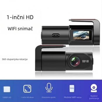 Automobilska dash kamera s 1080p HD noćnim vidom, 170° širokokutni objektiv, Wi‑Fi i slot za TF karticu