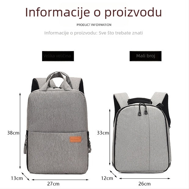 Ruksak za SLR fotoaparat, najlon materijal, Jieshi Shield; prozračan, vodootporan, otporan na habanje, protiv krađe, smanjuje opterećenje; podstava od najlona; za SLR kameru