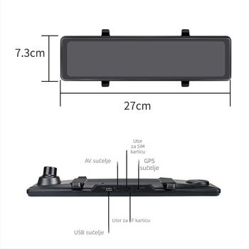 12-inčni dash cam s glasovnim upravljanjem, 4K video, streaming medija, noćni vid, 2.5D jasan zaslon, dvostruko snimanje i prikaz vožnje unazad.
