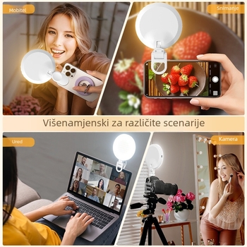 Fotografsko nadopunjujuće svjetlo za selfije i videokonferencije (Model XJ-72, ručna upotreba, do 10 W, 3,7 V, tri temperature boje)