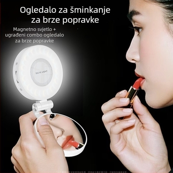 Svjetlosno dopunjenje za fotografiju s magnetskim selfiejem, ugrađeno ogledalo za šminku, kompaktna lampica za mobitel za uživo prijenos — model M28, snaga ispod 10W, ručna uporaba
