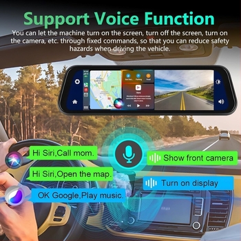 Auto kamera s bežičnim CarPlay i Android Auto, prednji i zadnji 4K zapis, dualni kanal, 170° široki kut, 64GB TF kartica