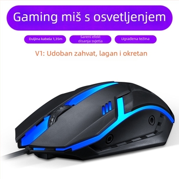 TWOLF V1 žičana gaming miš s LED osvjetljenjem, 3 tipke, 1000dpi, USB, ergonomski dizajn
