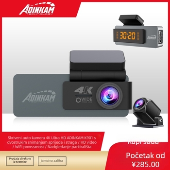 K901 4K prednja i stražnja dvostruka kamera za automobil, 160° kut gledanja, Wi‑Fi, F2.0 otvor