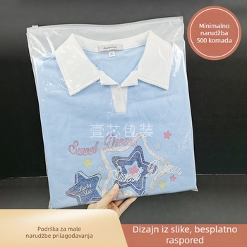 PE vrećica za odjeću sa zipom, prozirna, samouzatvarajuća s otiskom logotipa, dvostruka debljina 10 silk