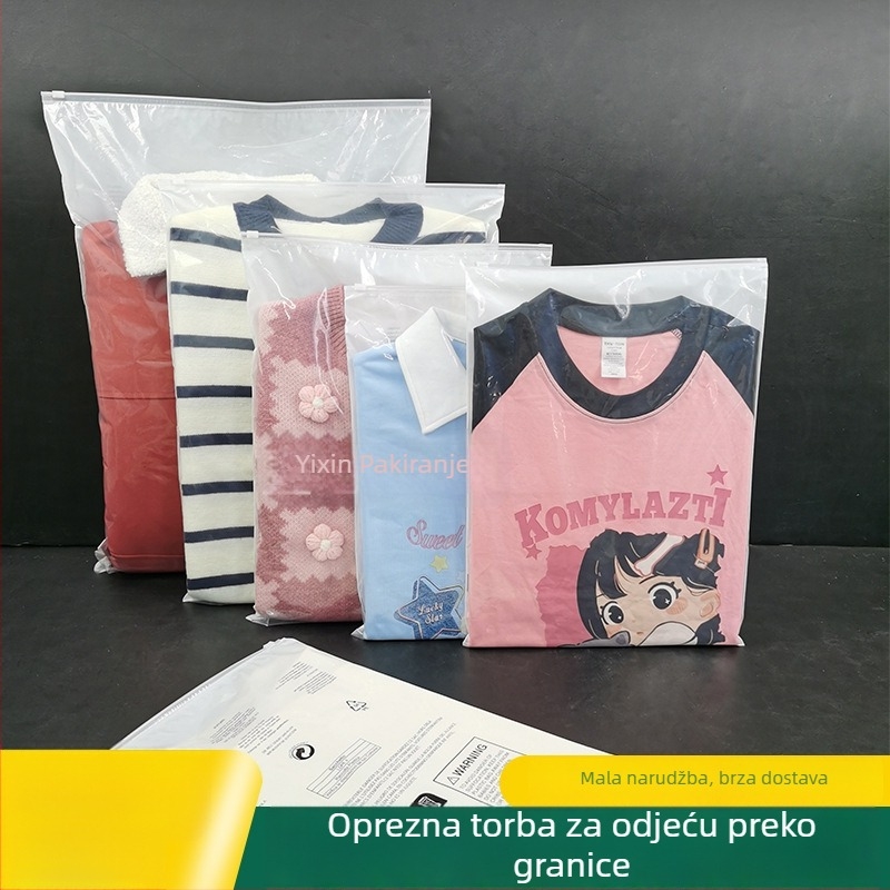 PE vrećica za odjeću sa zipom, prozirna, samouzatvarajuća s otiskom logotipa, dvostruka debljina 10 silk