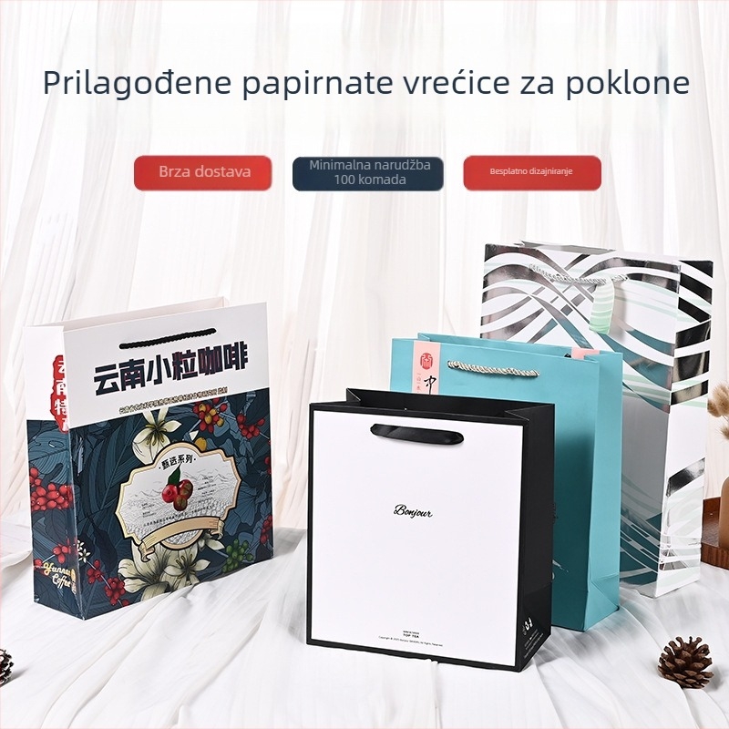 Kraft papirnate torbe za trgovine odjećom – oblik torbe, otisak logotipa, mala serija prilagodbe