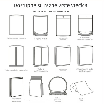 Vrećice za pakiranje hrane od aluminijske folije, samostojeće vrećice sa zatvaranjem na Zip, osmerostruko zatvaranje, za čaj i kavu, prilagođeni kompozitni film u roli
