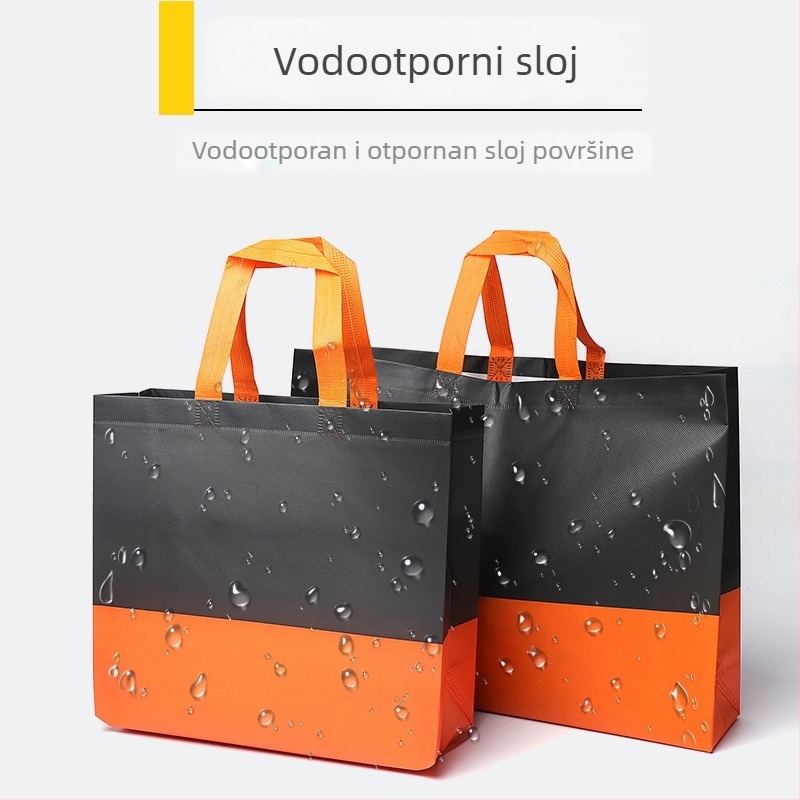 Torba za kupovinu od netkanog materijala s laminiranim otiskom, sklopiva tote torba s dnom i bočnim pločama, prilagođeni logo