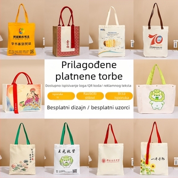 Platnena tote torba, prilagodljiva za logotip, s dnom i bočnim stranama, UV digitalni ispis ili sitotisak