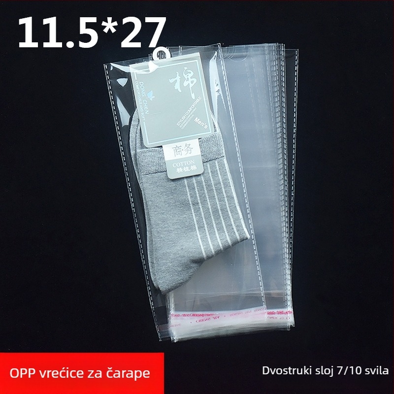OPP samoljepljiva vrećica za čarape, za muškarce, žene i djecu, pojedinačno pakirana, s polukružnim otvorom za kačenje
