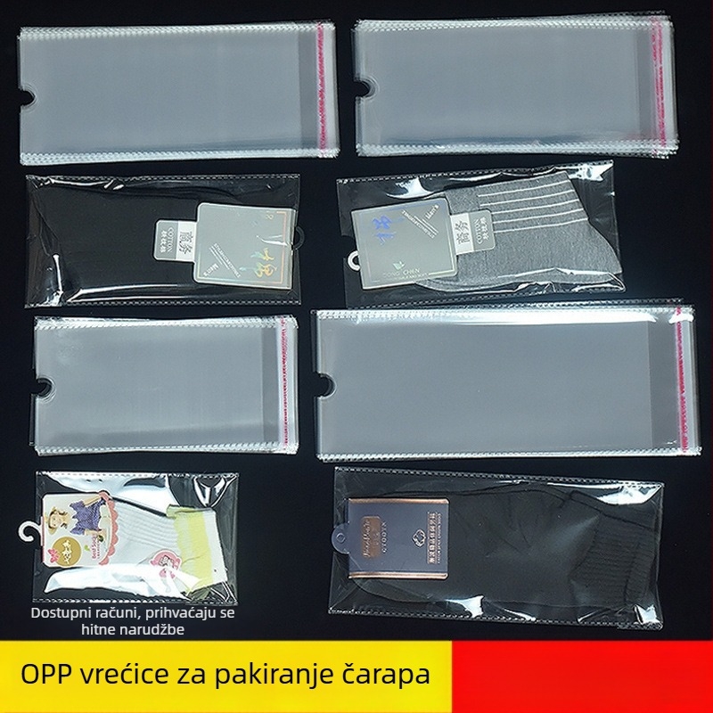 OPP samoljepljiva vrećica za čarape, za muškarce, žene i djecu, pojedinačno pakirana, s polukružnim otvorom za kačenje