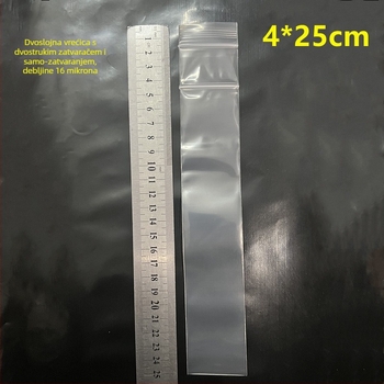 Guste prozirne dvostruko slojevite samouzavodne vrećice za nakit, LDPE, duljina zatvaranja 1,5 cm, paket 100 kom