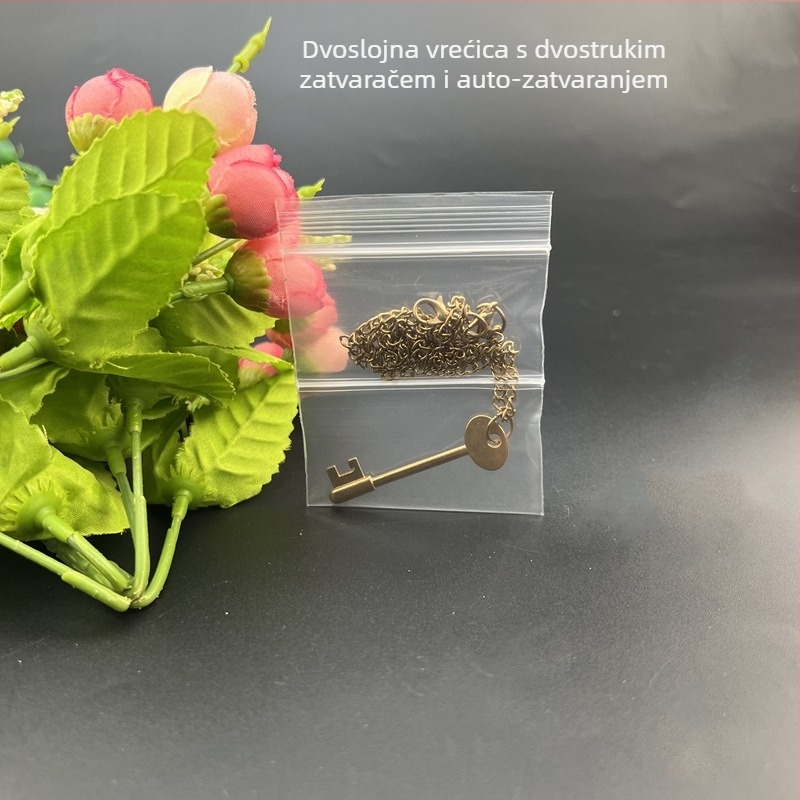 Guste prozirne dvostruko slojevite samouzavodne vrećice za nakit, LDPE, duljina zatvaranja 1,5 cm, paket 100 kom