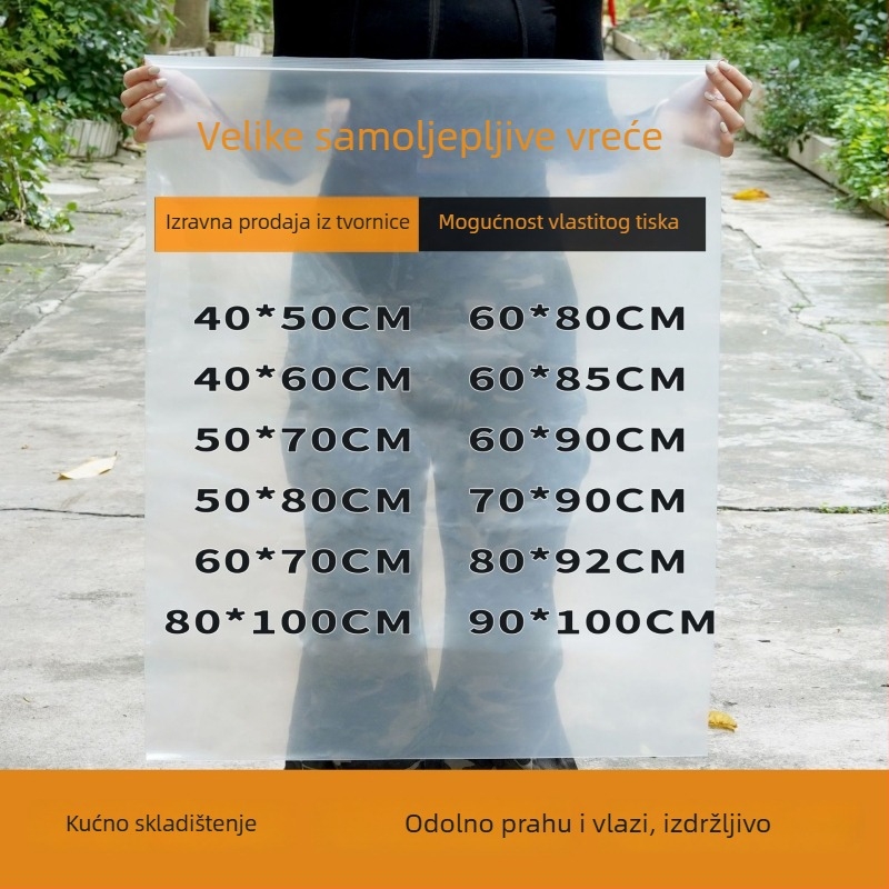 Vreća Ziplock za pohranu, debeli zatvarač, otporna na vlagu, plastični materijal, duljina zatvaranja 5–60 cm