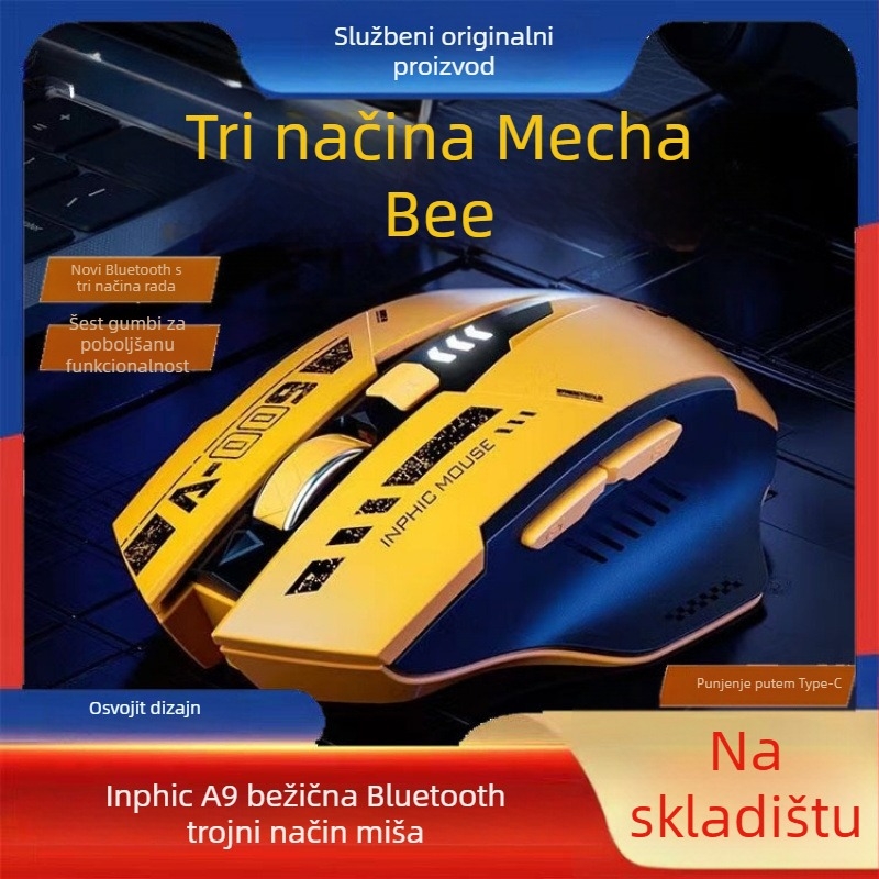 Bežična miša s Bluetoothom i 2,4 GHz, 1500 DPI, 2 tipke, 1 kotačić za pomicanje