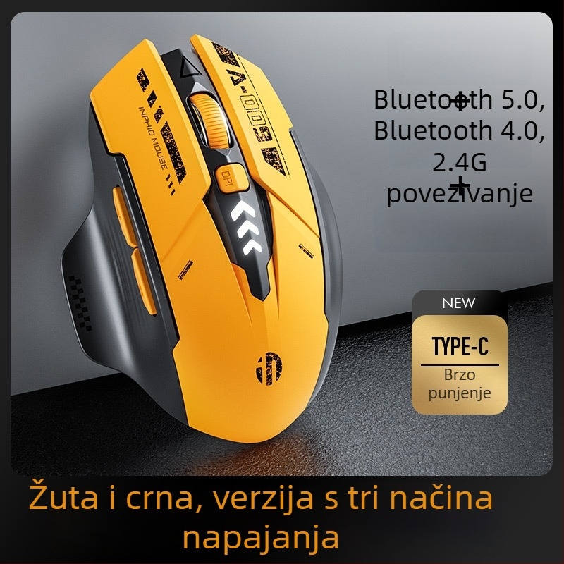 Bežična miša s Bluetoothom i 2,4 GHz, 1500 DPI, 2 tipke, 1 kotačić za pomicanje