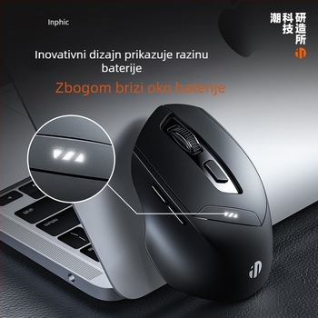 INPHIC DR01 Bluetooth bežični miš s tri modusa, 1600 DPI, 6 tipki, Bluetooth/2.4 GHz, ergonomski