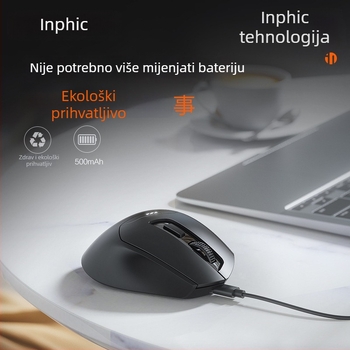 INPHIC DR01 Bluetooth bežični miš s tri modusa, 1600 DPI, 6 tipki, Bluetooth/2.4 GHz, ergonomski