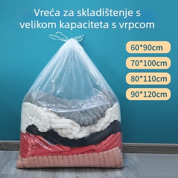 Torba za pohranu deke — prozirna, otpornost na prašinu i vlagu, debela PE torba; dvostruka izolacija; za deke, odjeću i obuću; za spavaću sobu