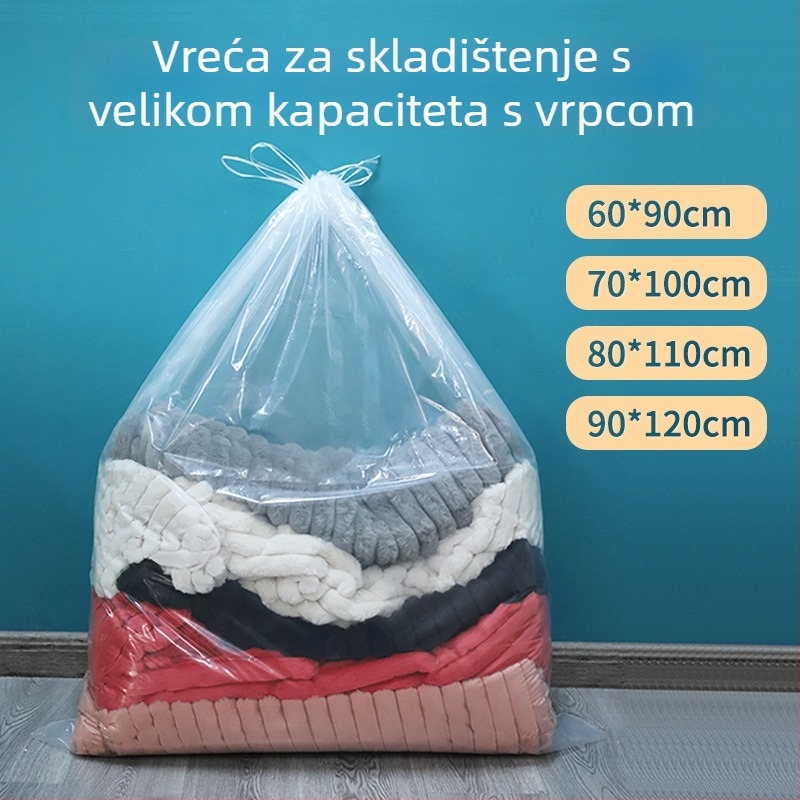 Torba za pohranu deke — prozirna, otpornost na prašinu i vlagu, debela PE torba; dvostruka izolacija; za deke, odjeću i obuću; za spavaću sobu