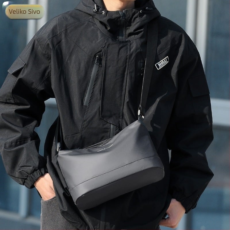 MACLE KIEON muška torbica preko ramena - stil National Tide New Wind, materijal koža s filmom, uzorak slova, vodootporna, ultra lagana