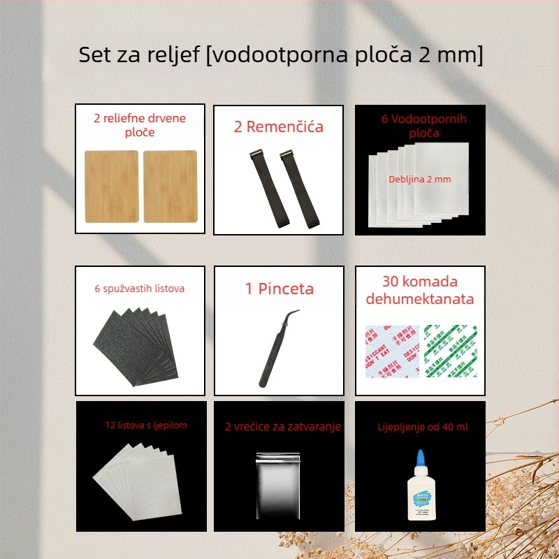 Set ploča reljefa s tipkom trake – cjeloviti paket alata za suho cvijeće, uključuje papir za postavljanje i apsorpcijsku ploču, u kutiji