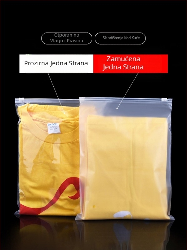Torba za odjeću sa zatvaračem, prozirna matirana vrećica za skladištenje, samozapečatljiva, debela, mogućnost tiska