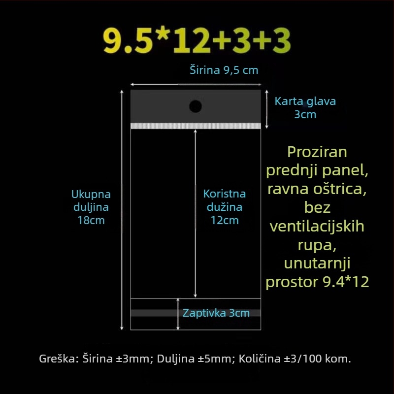 OPP samoljepljiva trokutna vrećica, prozirna tiskana vrećica za odjeću i maske, prilagodljiva