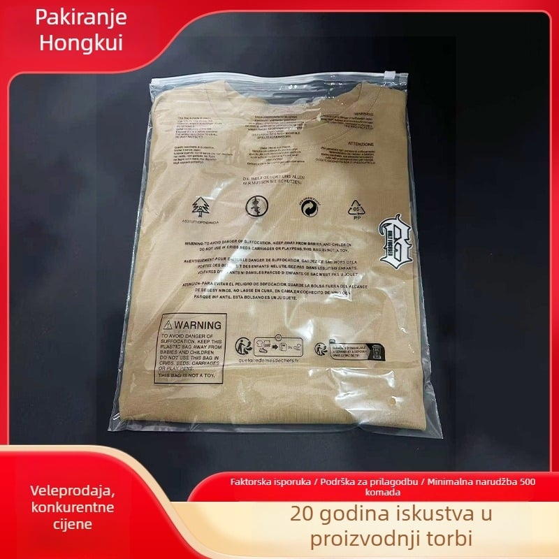 PE vrećica za odjeću sa zatvaračem za pakiranje; materijal: PE; namjena: pakiranje odjeće; marka: bez licenciranih privatnih marki