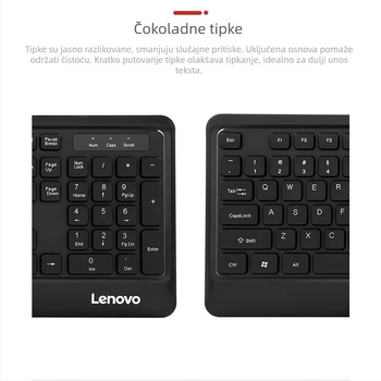 Lenovo set tipkovnice i miša – žičani, USB za tipkovnicu i miša, 1600dpi, kabel 1,5 m