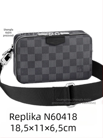 Muška torba za prsnu zonu preko ramena, gradski stil, prava koža, monogram uzorak, poliester podstava, antibakterijska