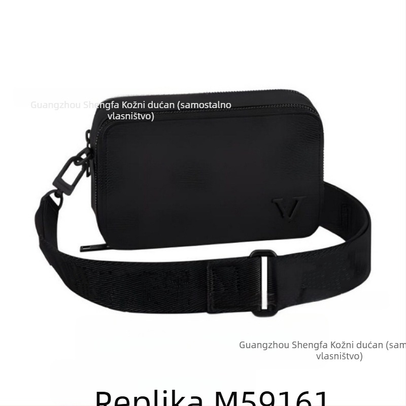 Muška torba za prsnu zonu preko ramena, gradski stil, prava koža, monogram uzorak, poliester podstava, antibakterijska