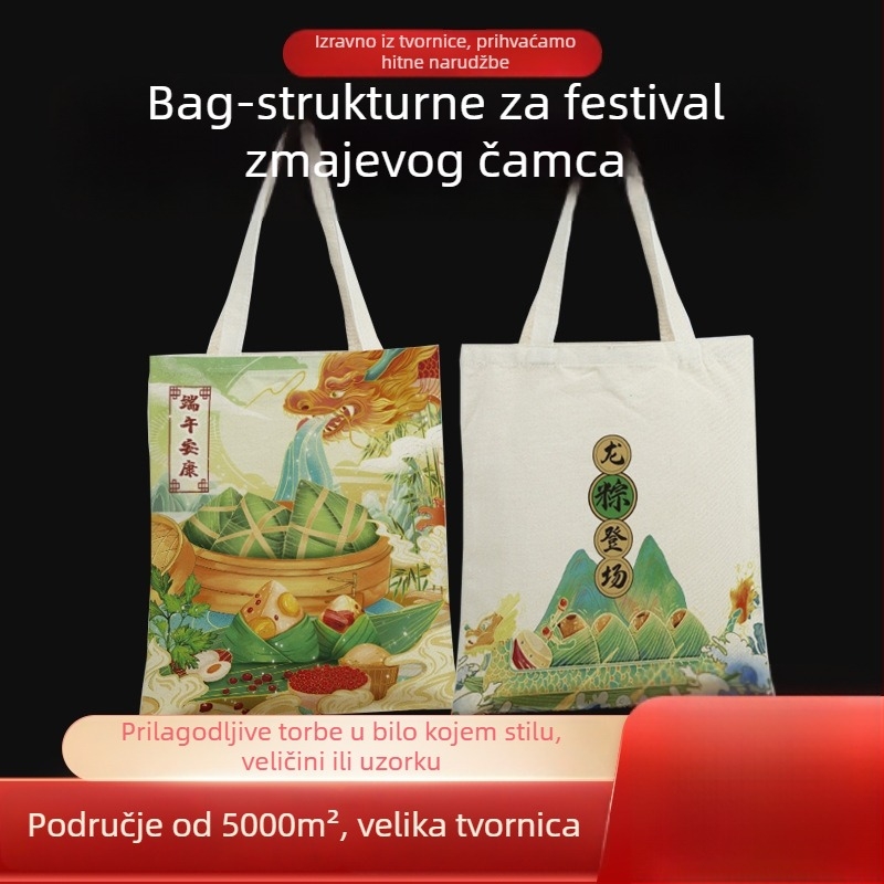 Tote torba od premazanog platna s džepom na šnuru i kapom, prilagodljivo tiskanje logotipa