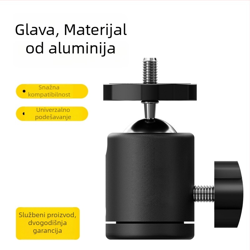 Univerzalni metalni gimball za stabilizaciju mobilne kamere, 360° rotacija, kuglasto aluminijsko legura, težina 38 g, vertikalni kut okretanja 90°