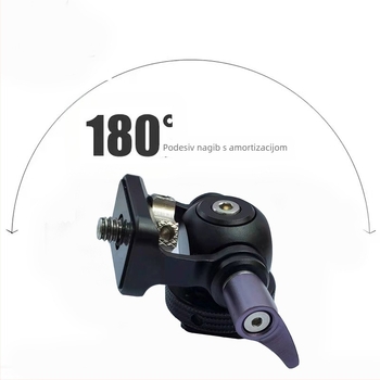 Mini gimbal držač s bazom za hot shoe za DSLR fotoaparate; aluminijska legura; horizontalno 360° rotacija; vertikalno 180°; težina 0,06 kg
