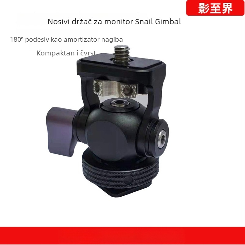 Mini gimbal držač s bazom za hot shoe za DSLR fotoaparate; aluminijska legura; horizontalno 360° rotacija; vertikalno 180°; težina 0,06 kg