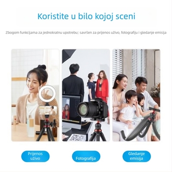 Xiletu XBT-2 Octopus držač za telefon za stolni tripod, mini Bluetooth s kugličnom glavom, materijali plastika + aluminij, nosivost do 2 kg, težina 295 g