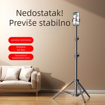 Stativ za mobitel za prijenos uživo s 3-sekcijskom sfernom pan-tilt glavom, podni stalak, univerzalna kompatibilnost, nosivost 2-5 kg
