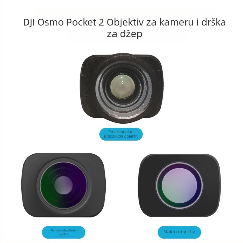 Širokokutni makro fisheye objektiv za DJI Pocket 2/3 ručni gimbal, magnetsko pričvršćivanje, aluminijska legura, horizontalno/vertikalno 90°, težina 5 g