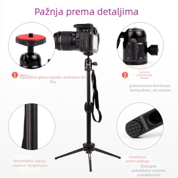 Stativ MT-68 od aluminijske legure, 2 segmenata, kuglična glava, nosivost 2–5 kg