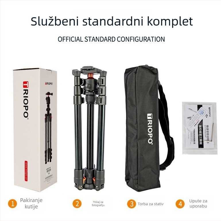 TRIOPO K268+KJ36 stativ s kugličnom glavom, 4 sekcije, nosivost 2-5 kg, težina 1,2 kg, ploča za brzo oslobađanje