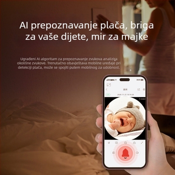 Bežična unutarnja PTZ kamera za nadzor s dvosmjernim zvukom, Pan 355°, Nagib 75°, Horizontalna brzina 70°/s, Vertikalna brzina 30°/s