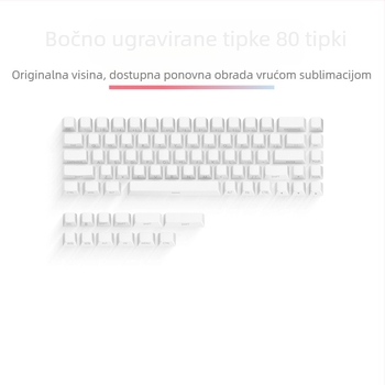 Set kapica za tipke od PBT-a, prozirne, bočno gravirane, dvobojno ubrizgane, sublimirani prazan materijal